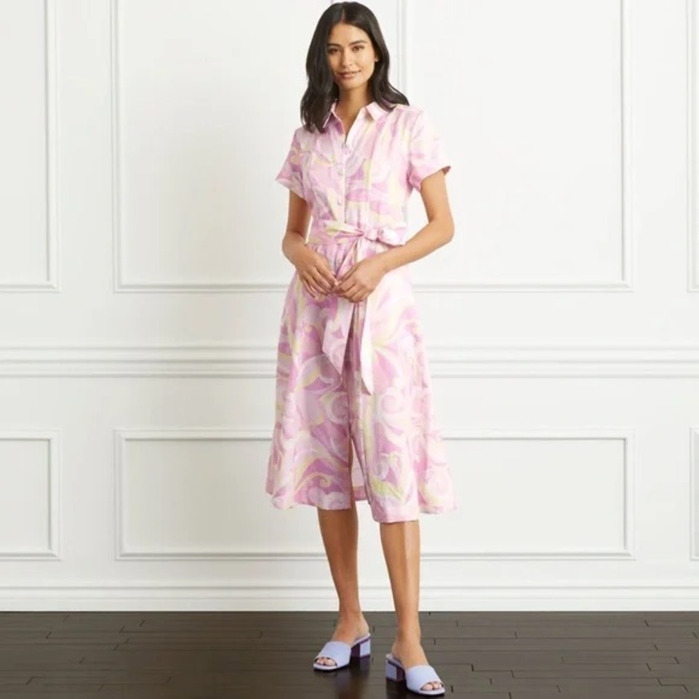 NWT Hill House The Lily Dress Candy Kaleidoscope Linen Dress Size XXS